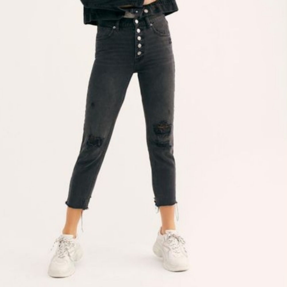 Free People Blossom rigid jean, high rise raw hem